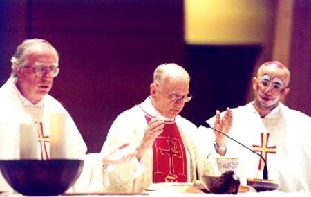 Fr. Silvio Mantelli, Fr. Larry Lorenzoni, and Fr. Paolo the priest clown